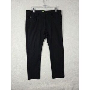 BOSS Hugo Boss Chino Pants Mens 36x28 Black Tapered Fit Stretch Water Repellent